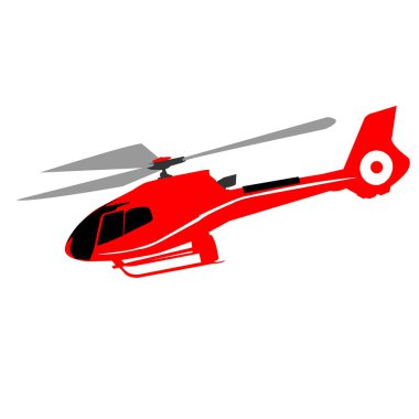 Kırmızı helikopter beyaz arka planda izole edildi.