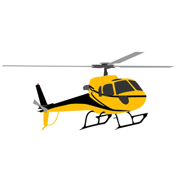 Helicóptero amarillo aislado sobre fondo blanco. — Vector de stock