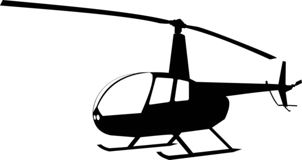 Silhouette d'un petit hélicoptère de plaisance quatre places sur fond blanc. — Image vectorielle