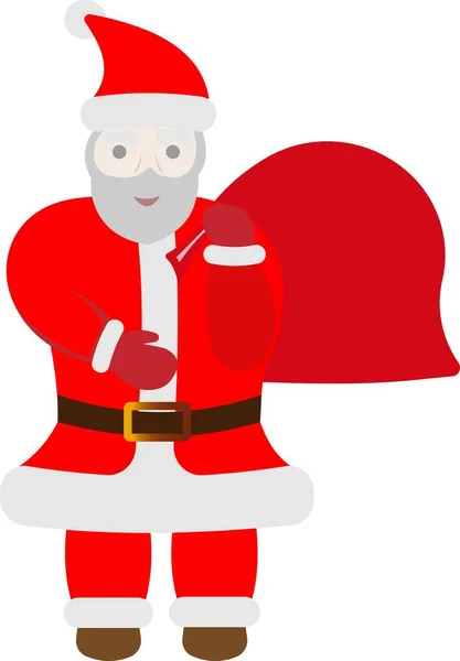 Papai Noel com um saco de presentes nas costas. —  Vetores de Stock