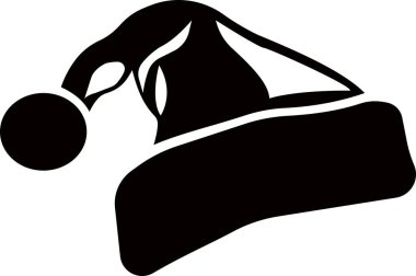 Noel Baba ponponu olan bir Noel şapkası. Vektör illüstrasyonu.