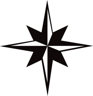 Noel ağacı için siyah beyaz yıldız. Vektör illüstrasyonu.