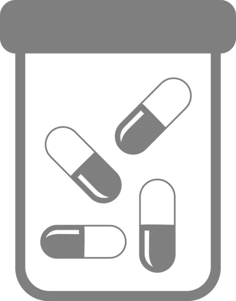 Pillen in een pot met een deksel op een witte achtergrond. — Stockvector