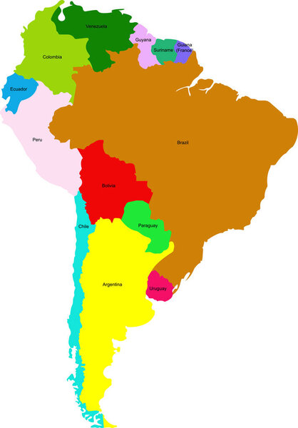 Карту стран Южной Америки. Географическая карта.