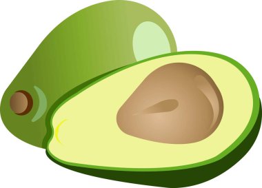 Green avacado. Vector illustration isolated on white background. clipart