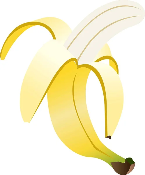 Plátano medio pelado. Ilustración vectorial aislada sobre fondo blanco. — Vector de stock