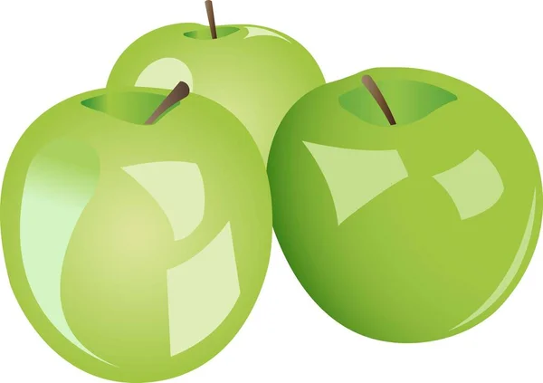 Grüne Äpfel. Vektor-Illustration isoliert auf weißem Hintergrund. — Stockvektor