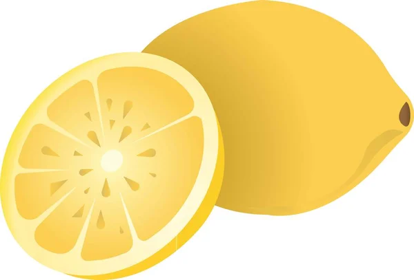 Gelbe Zitrone. Vektor-Illustration isoliert auf weißem Hintergrund. — Stockvektor