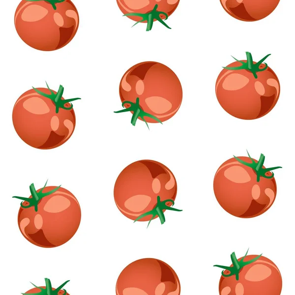 Fond sans couture de tomates entières. Illustration vectorielle isolée sur fond blanc. — Image vectorielle