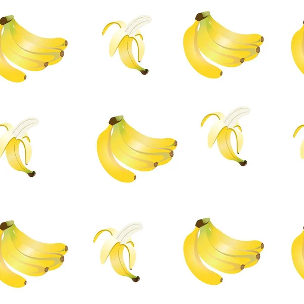Бесшовный образец бананов. Векторная иллюстрация на белом фоне. — стоковый вектор