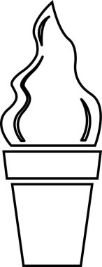 Dondurma külahı beyaz arka planda izole edilmiş. Vektör siyah ve beyaz illüstrasyon.