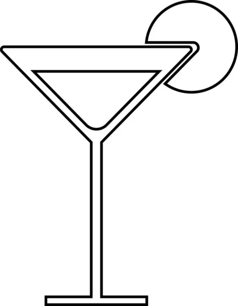 Un vaso de martini sobre un fondo blanco. Ilustración vectorial en blanco y negro. — Vector de stock
