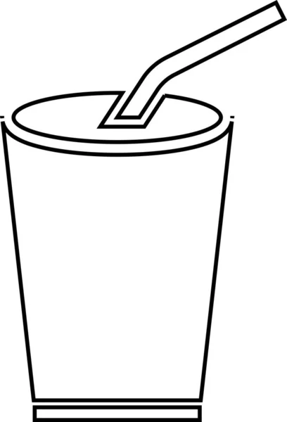 Glasschale mit Soda mit Strohkontur isoliert auf weißem Hintergrund. — Stockvektor