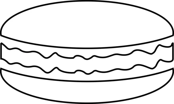 Burger isolé sur fond blanc. Illustration vectorielle noir et blanc. — Image vectorielle