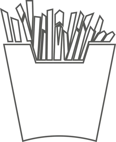 Contorno de batatas fritas isoladas sobre fundo branco. Vetor ilustração em preto e branco. — Vetor de Stock