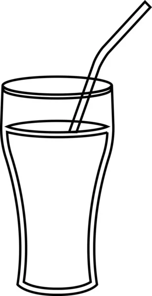 Copo de vidro de refrigerante com uma palha isolada em um fundo branco. — Vetor de Stock
