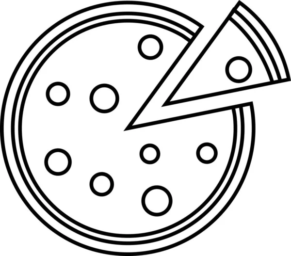 Pizza redonda com contorno de peça cortada isolada sobre fundo branco. — Vetor de Stock