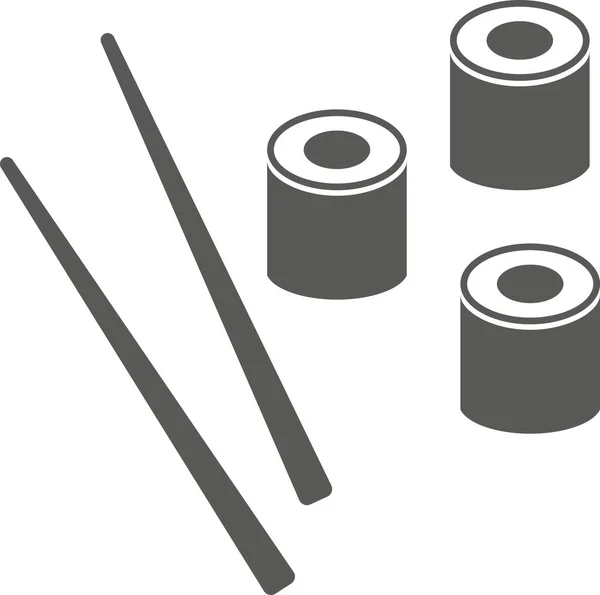 Rolls with two sticks. Vector black and white illustration. — Stock Vector