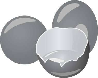 Üç kahverengi yumurta ve yumurta sarısı. Gri tonlu yiyecek görüntüsü.