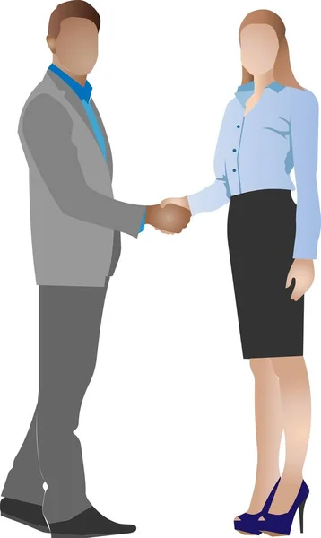 A man and a woman shake hands. — Stock Vector