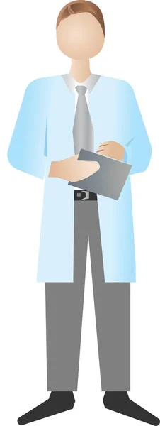 Een arts-therapeut in een medisch gewaad met documenten voor opname in zijn hand. — Stockvector