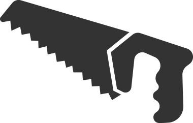 Testere ikonu. Siyah siluet. Vektör illüstrasyonu.