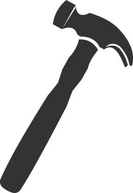 Çekiç simgesi. Siyah siluet. Beyaz arkaplanda izole edilmiş vektör illüstrasyonu.