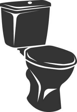 Klozet ikonu. Siyah siluet. Vektör illüstrasyonu.