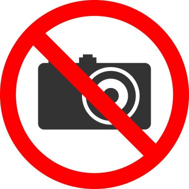 Fotoğraf çekmeyi yasaklayan simge. Vektör illüstrasyonu.