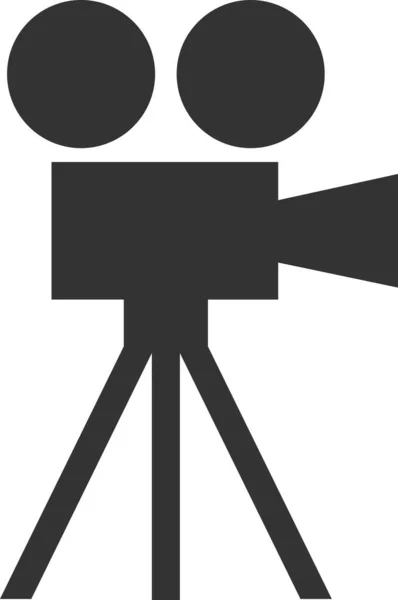 Icona della telecamera piatta sul treppiede. — Vettoriale Stock