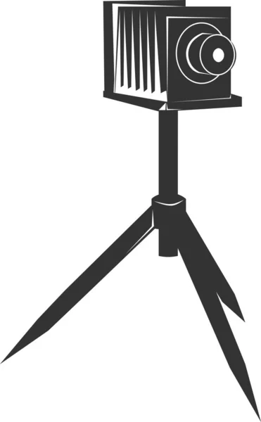 Icona della telecamera piatta sul treppiede. Illustrazione vettoriale. — Vettoriale Stock