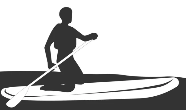 A human surfer with a paddle. Vector image. — Stock Vector