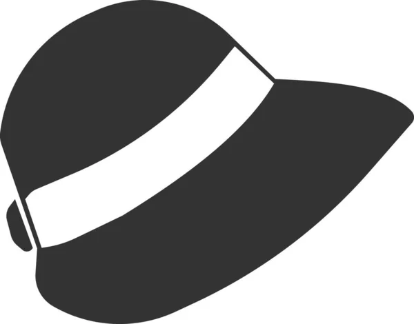 Ikonen för den fashionabla strandhatten. Platt ikon i svart stil. — Stock vektor