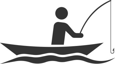 Teknede elinde olta olan bir adamın simgesi..