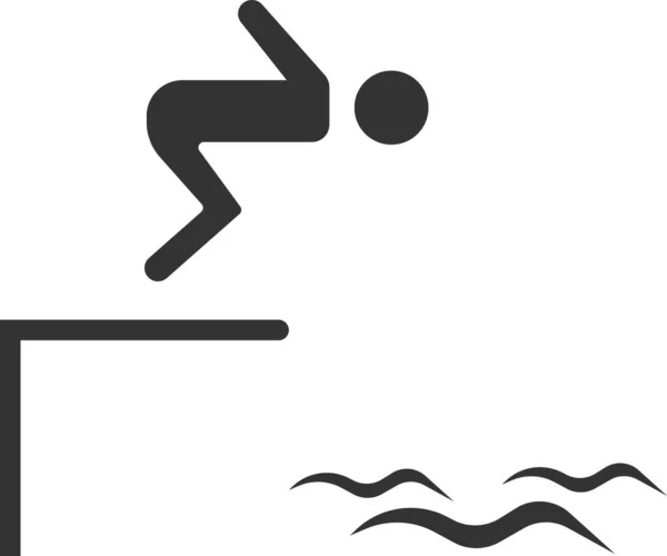 Icon of a man jumping from a height into the water. — Stock Vector