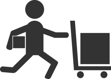 Paketi olan çalışan bir kuryenin simgesi.