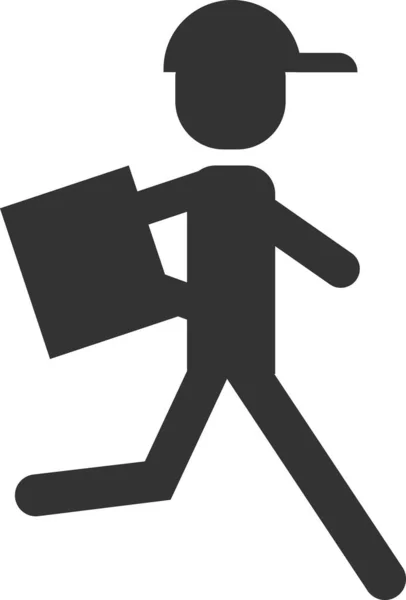 Icon of a running courier with a delivery bag. — Stock Vector