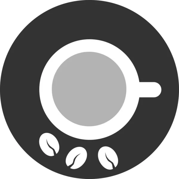 Εικονίδιο διάνυσμα ενός φλιτζανιού καφέ με κόκκους καφέ. Άνω όψη. — Διανυσματικό Αρχείο