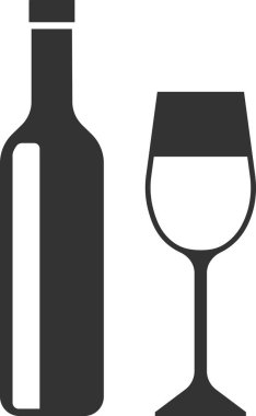 Şarap şişesi ve bir kadeh şarap ikonu..