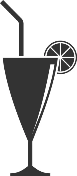 Icono vectorial de un vaso de limonada con limón y paja. — Vector de stock