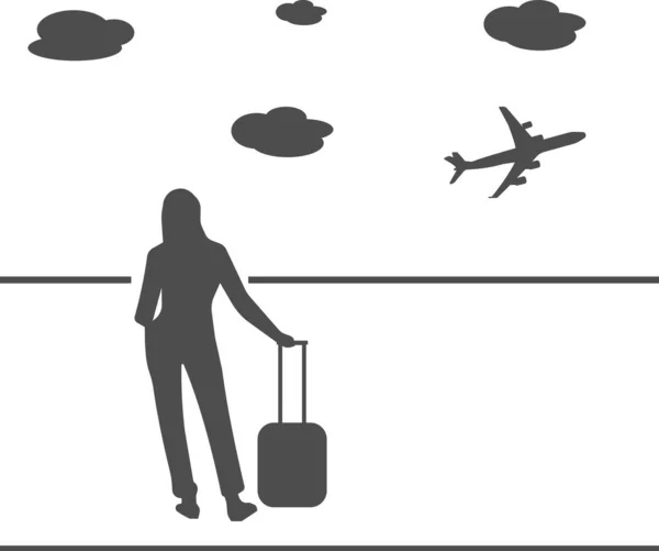 Εικονογράφηση διάνυσμα ενός κοριτσιού με μια βαλίτσα. — Διανυσματικό Αρχείο