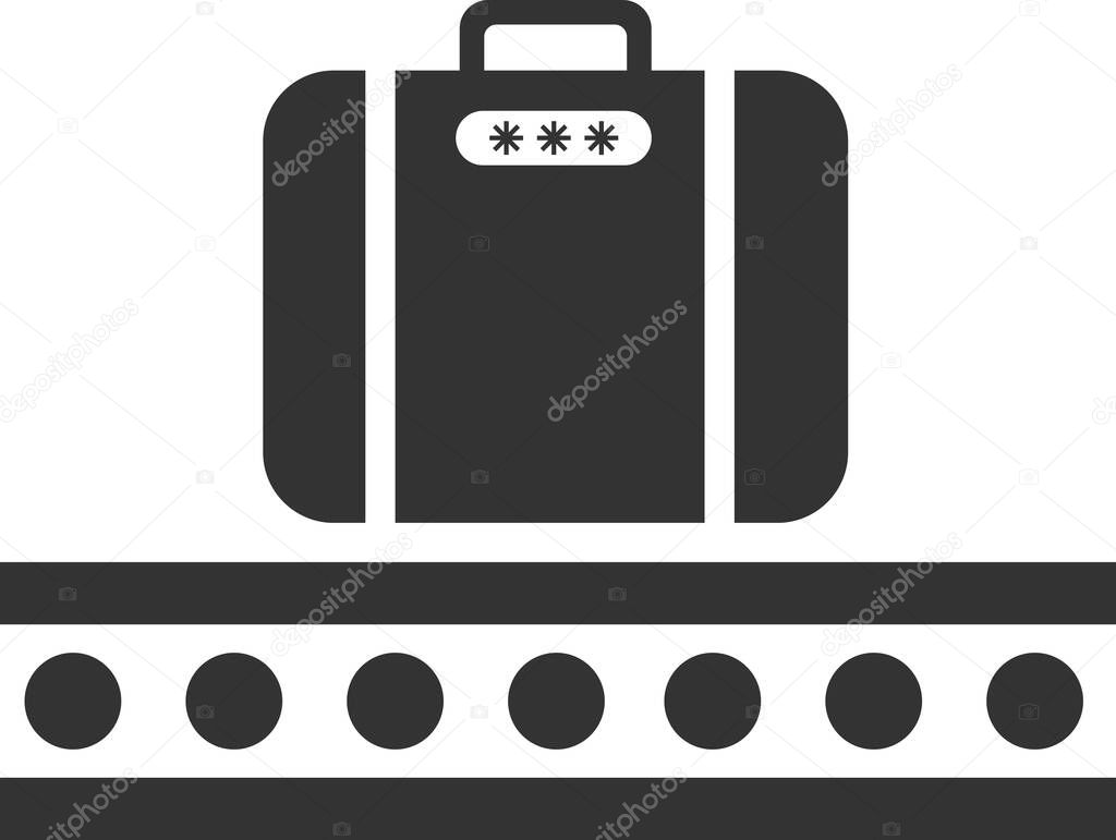 Vector image of luggage on a conveyor belt.