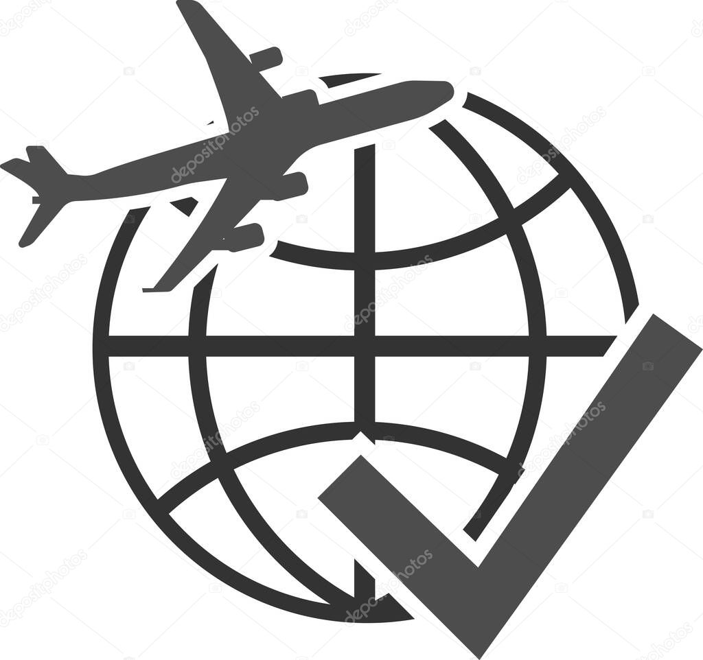 Vector image of flights around the world.