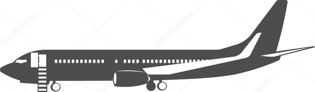 Vector illustration of a passenger plane on the side.