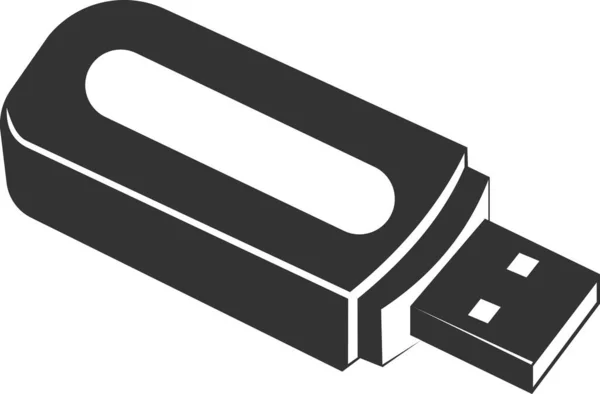 Um ícone vetorial preto plano de uma unidade USB para conectar dispositivos sem fio. — Vetor de Stock