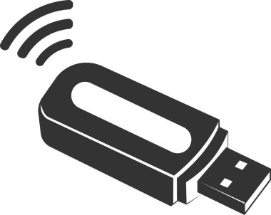 Kablosuz bağlantı aygıtları için bir USB sürücüsünün düz siyah vektör simgesi.