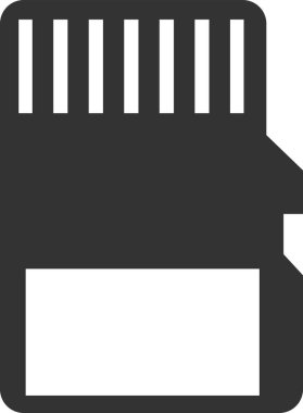 Vektör hafıza kartının düz siyah simgesi.