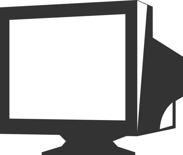 Um ícone vetorial preto plano de um monitor de computador. — Vetor de Stock