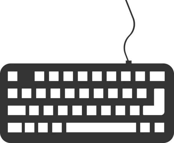 Ícone de teclado vetorial preto plano com um fio. — Vetor de Stock