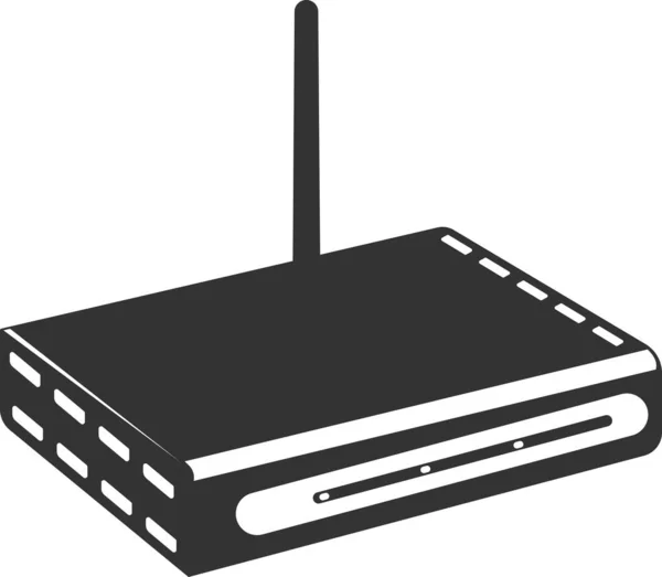 El icono plano del vector negro del router. — Vector de stock